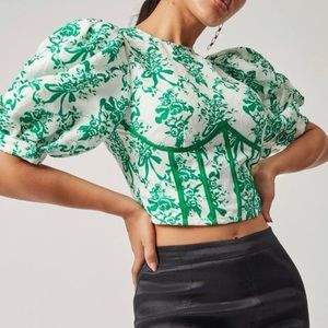 Shein green and white corset crop top